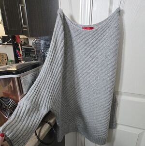 Jennifer Lopez Off-the-Shoulder Gray Shimmer Sweater